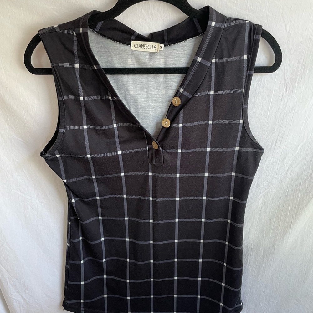 Black Checkered Women's Tank Top